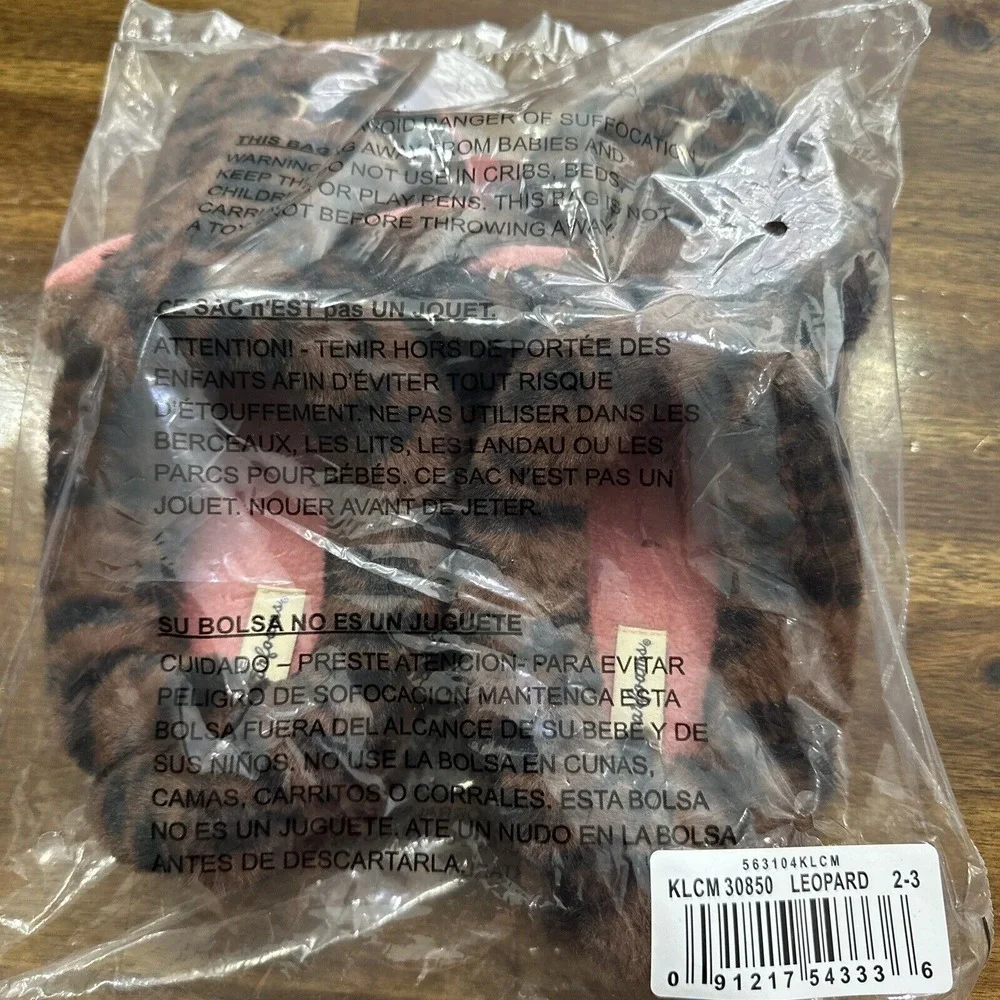 Dearfoams Slippers Kid's Size 2 Animal Print Slip On Clog Cat Leopard‎ Shoe